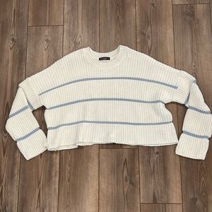 Cropped Blue and White Sweater